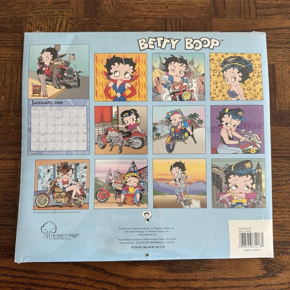 2008 Betty Boop Motorcycle 16 Month Calendar New Sealed Vintage NOS
